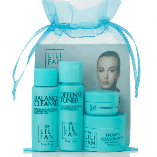 Travel Set - Balance Cleanser + Defense Toner + Eye Repair Cream + Recovery Cream - Dr Lili Fan Vegan Probiotic Skincare